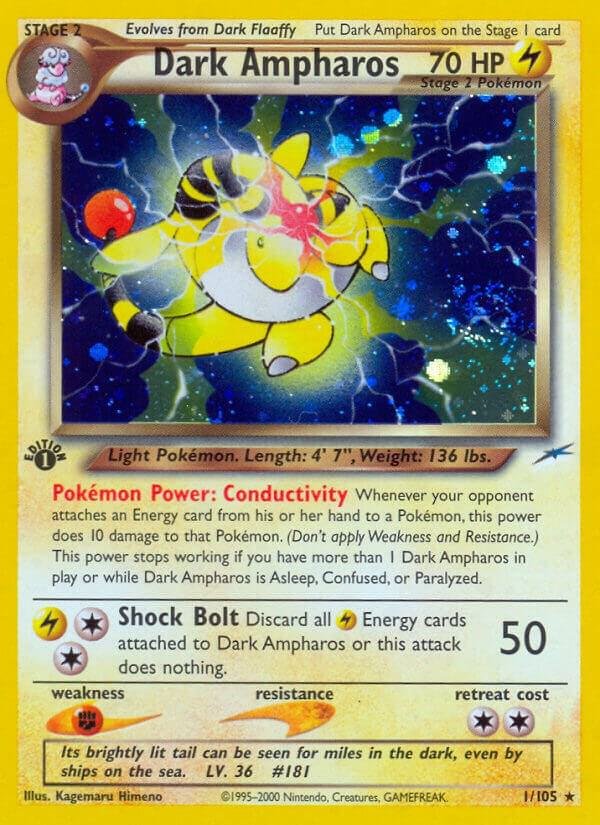Dark Ampharos 001/105 1st Edition Holofoil Neo Destiny Dark Ampharos 001/105 1st Edition Holofoil Neo Destiny