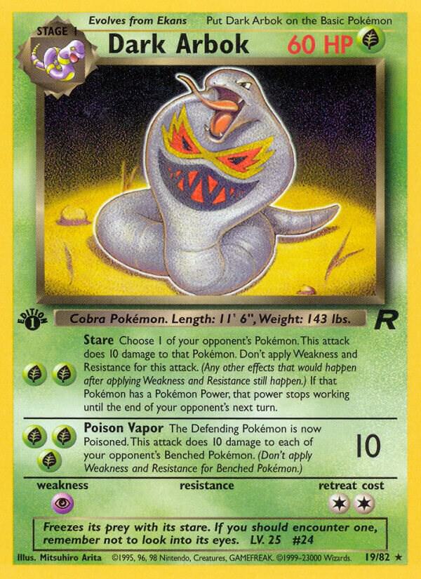 Dark Arbok (19) 19/82 1st Edition Team Rocket Dark Arbok (19) 19/82 1st Edition Team Rocket