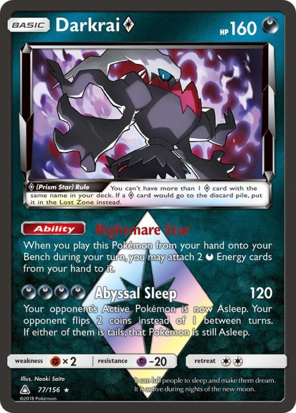 Darkrai Prism Star 77/156 Holofoil SM – Ultra Prism Darkrai Prism Star 77/156 Holofoil SM – Ultra Prism