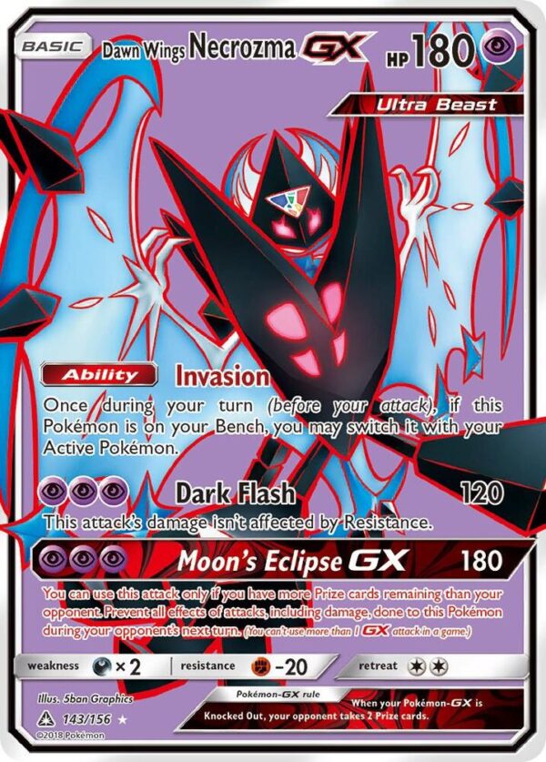 Dawn Wings Necrozma GX (Full Art) 143/156 Holofoil SM – Ultra Prism Dawn Wings Necrozma GX (Full Art) 143/156 Holofoil SM – Ultra Prism