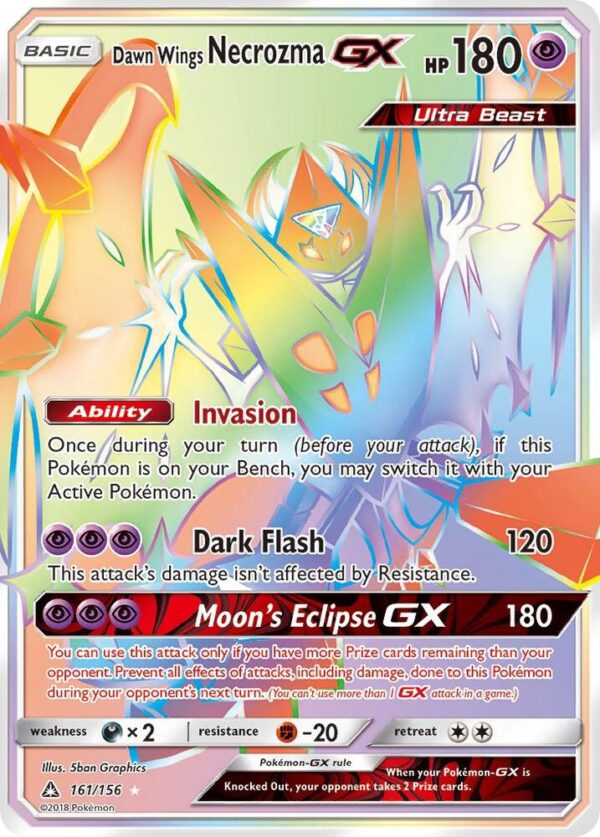 Dawn Wings Necrozma GX (Secret Rare) 161/156 Holofoil SM – Ultra Prism Dawn Wings Necrozma GX (Secret Rare) 161/156 Holofoil SM – Ultra Prism