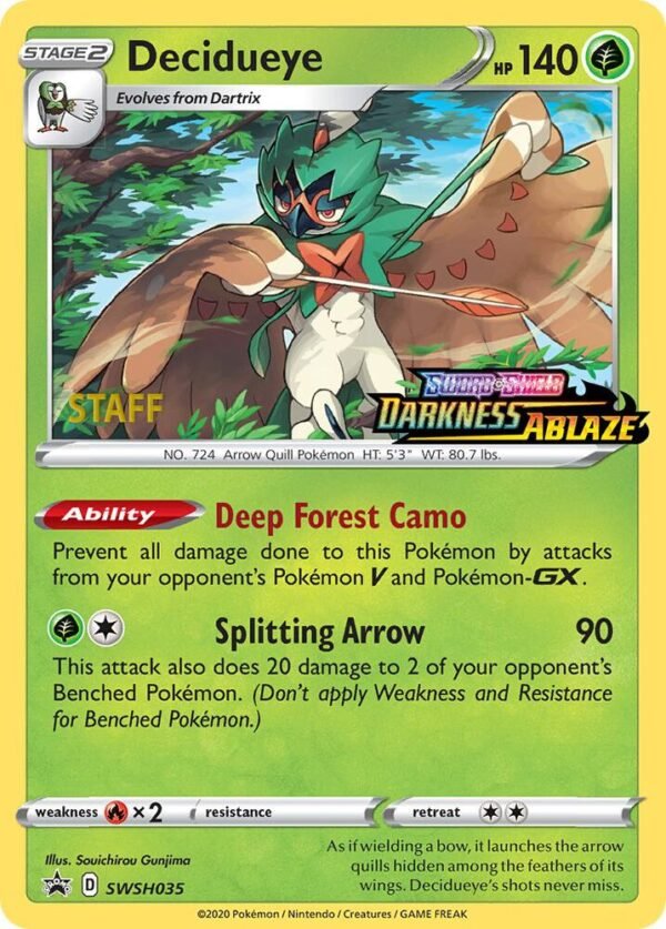 Decidueye SWSH035 (Prerelease) [Staff] Holofoil SWSH: Sword & Shield Promo Cards