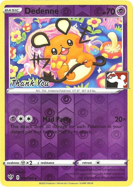 Dedenne 78/189 (Pokemon League) [Thank You] 078/189 Reverse Holofoil League & Championship Cards