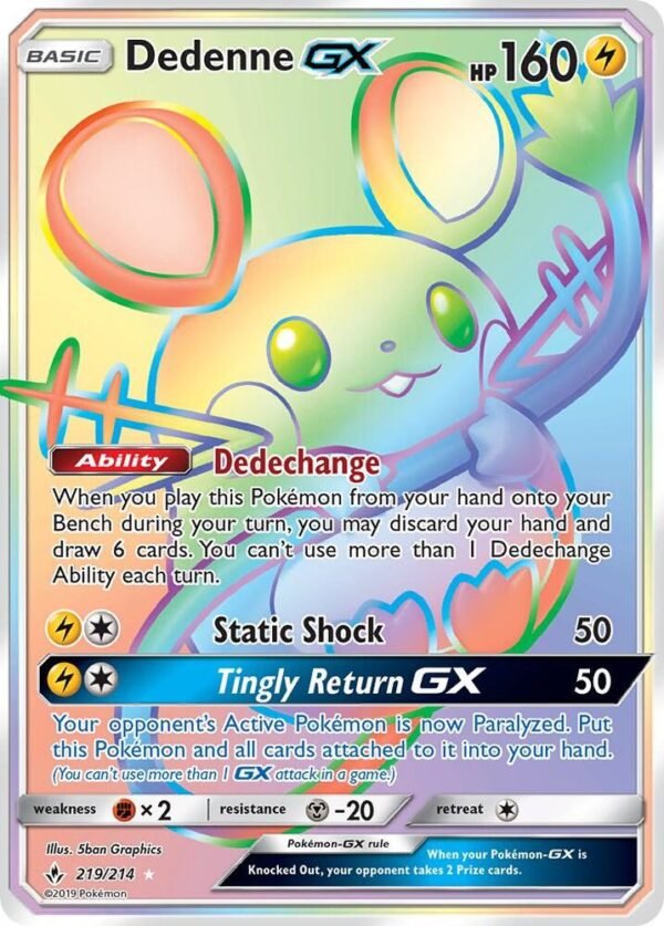 Dedenne GX (Secret) 219/214 Holofoil SM – Unbroken Bonds