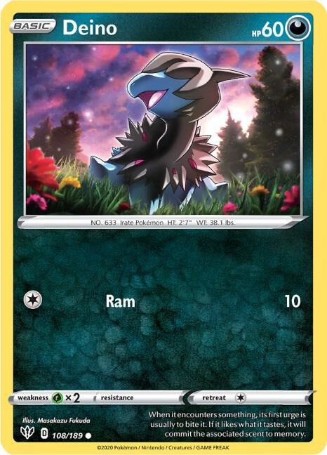 Deino 108/189 Normal SWSH03: Darkness Ablaze Deino 108/189 Normal SWSH03: Darkness Ablaze