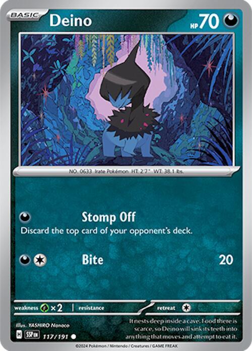 Deino 117/191 Reverse Holofoil SV08: Surging Sparks Deino 117/191 Reverse Holofoil SV08: Surging Sparks