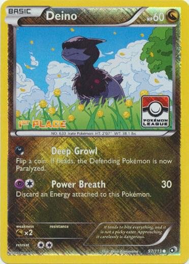 Deino 97/113 (Pokemon League) [1st Place] 097/113 Reverse Holofoil League & Championship Cards