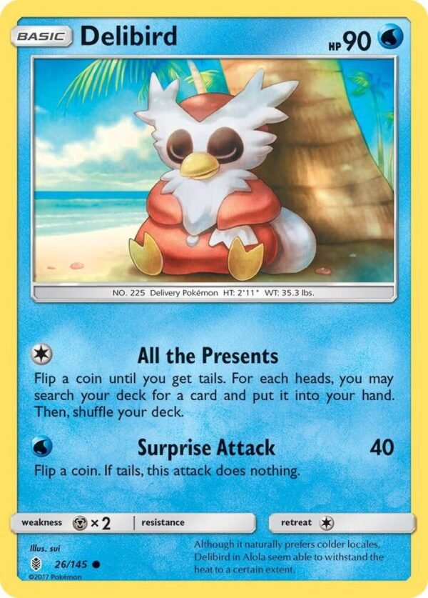 Delibird 26/145 Reverse Holofoil SM – Guardians Rising Delibird 26/145 Reverse Holofoil SM – Guardians Rising