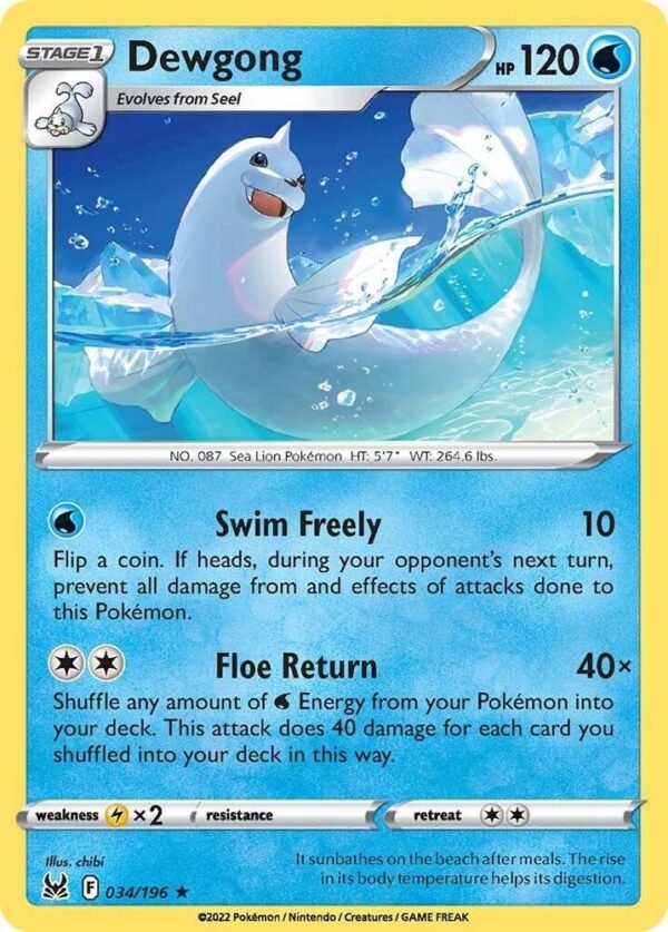 Dewgong 034/196 Normal SWSH11: Lost Origin Dewgong 034/196 Normal SWSH11: Lost Origin