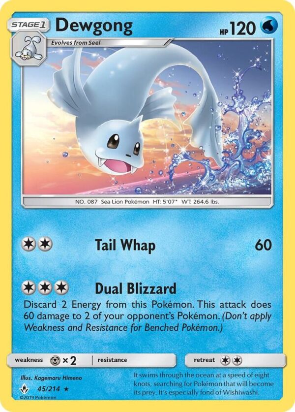 Dewgong 45/214 Reverse Holofoil SM – Unbroken Bonds Dewgong 45/214 Reverse Holofoil SM – Unbroken Bonds