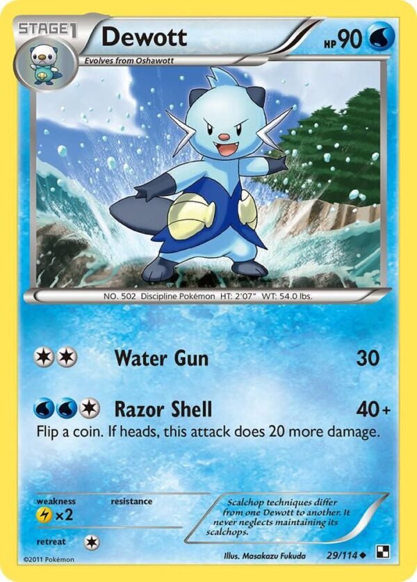 Dewott (29) 29/114 Reverse Holofoil Black and White Dewott (29) 29/114 Reverse Holofoil Black and White