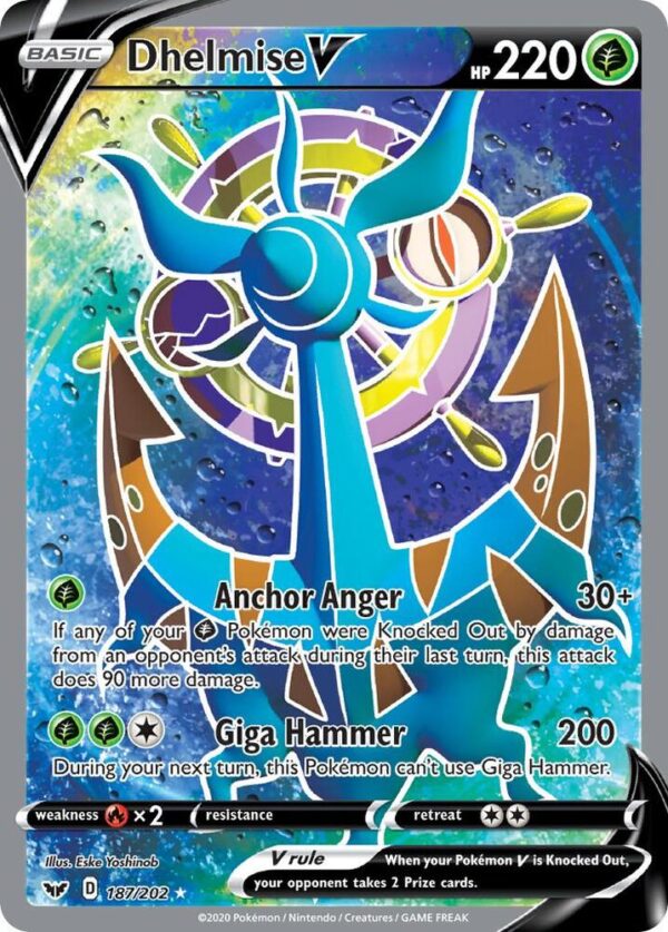 Dhelmise V (Full Art) 187/202 Holofoil SWSH01: Sword & Shield Base Set Dhelmise V (Full Art) 187/202 Holofoil SWSH01: Sword & Shield Base Set