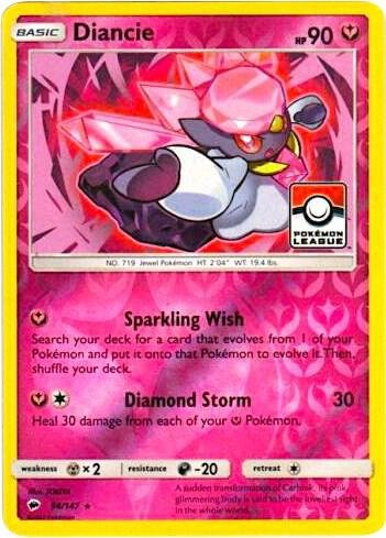 Diancie 94/147 (Pokemon League) 094/147 Reverse Holofoil League & Championship Cards