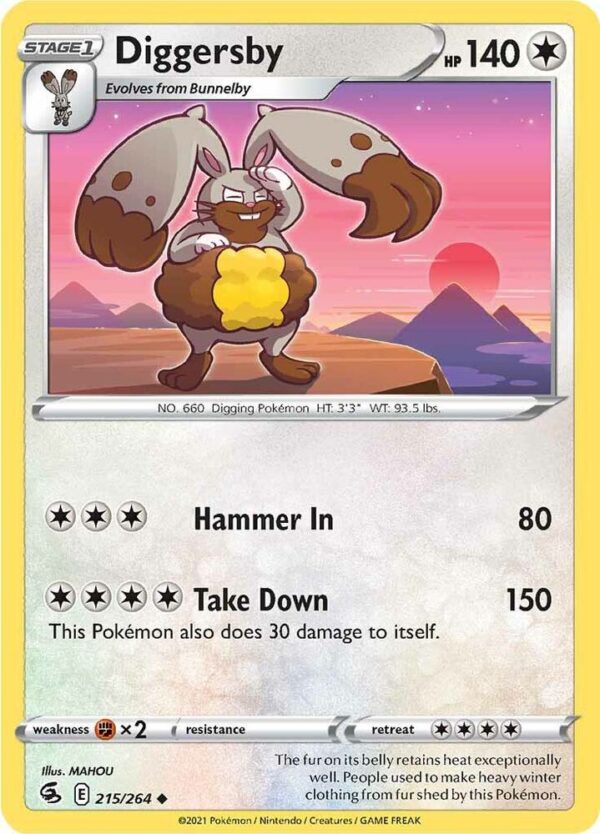 Diggersby 215/264 Reverse Holofoil SWSH08: Fusion Strike Diggersby 215/264 Reverse Holofoil SWSH08: Fusion Strike