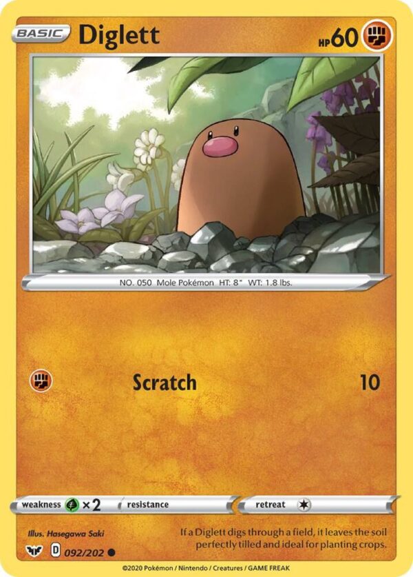 Diglett 092/202 Reverse Holofoil SWSH01: Sword & Shield Base Set Diglett 092/202 Reverse Holofoil SWSH01: Sword & Shield Base Set