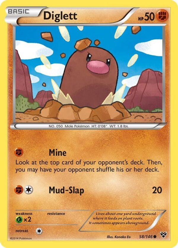Diglett 58/146 Reverse Holofoil XY Base Set Diglett 58/146 Reverse Holofoil XY Base Set