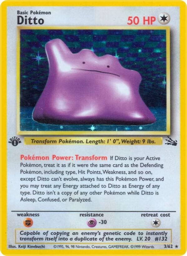 Ditto (3) 03/62 1st Edition Holofoil Fossil Ditto (3) 03/62 1st Edition Holofoil Fossil