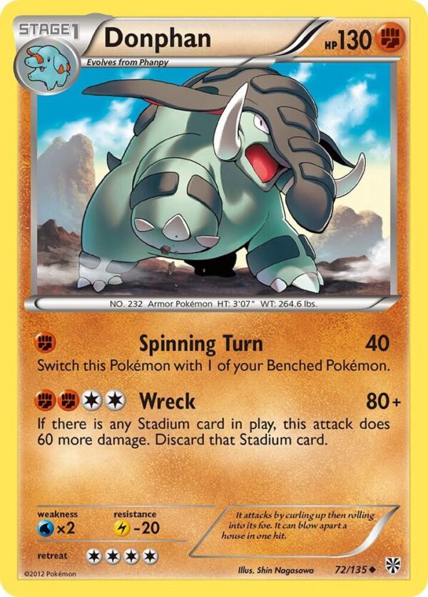Donphan 72/135 Reverse Holofoil Plasma Storm