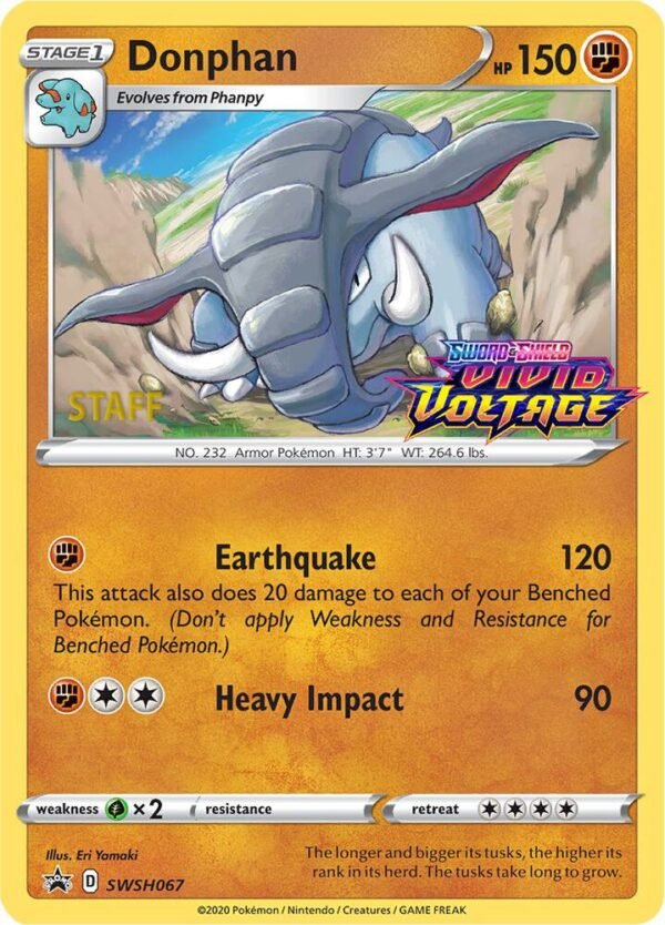 Donphan SWSH067 (Prerelease) [Staff] Holofoil SWSH: Sword & Shield Promo Cards