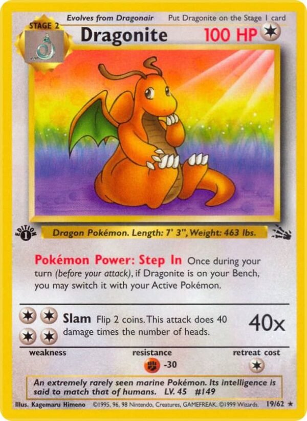 Dragonite (19) 19/62 1st Edition Fossil