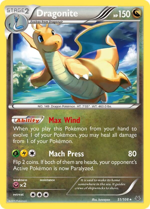 Dragonite (51) 51/108 Reverse Holofoil XY – Roaring Skies