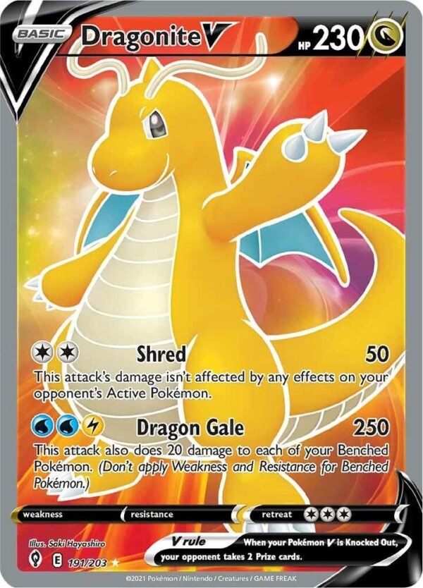 Dragonite V (Full Art) 191/203 Holofoil SWSH07: Evolving Skies