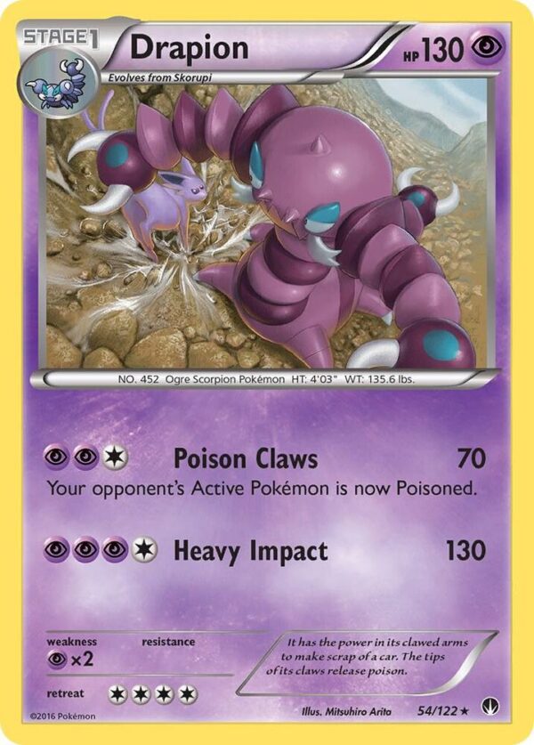 Drapion 54/122 Reverse Holofoil XY – BREAKpoint Drapion 54/122 Reverse Holofoil XY – BREAKpoint
