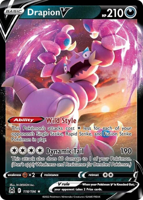 Drapion V 118/196 Holofoil SWSH11: Lost Origin Drapion V 118/196 Holofoil SWSH11: Lost Origin