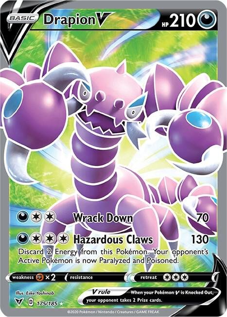 Drapion V (Full Art) 175/185 Holofoil SWSH04: Vivid Voltage Drapion V (Full Art) 175/185 Holofoil SWSH04: Vivid Voltage