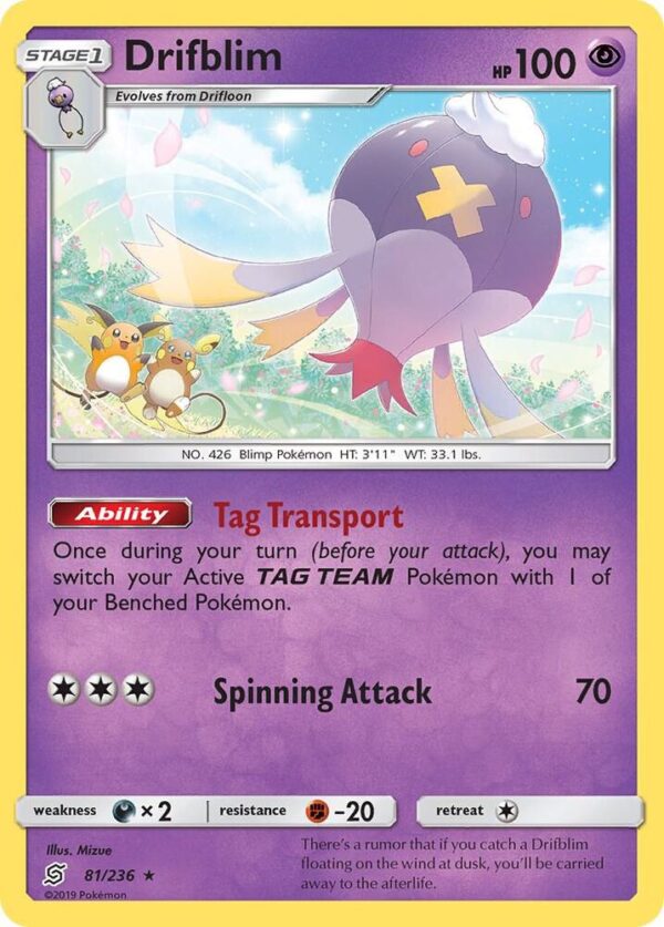 Drifblim 81/236 Reverse Holofoil SM – Unified Minds Drifblim 81/236 Reverse Holofoil SM – Unified Minds