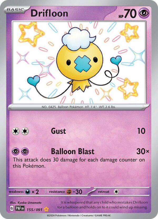 Drifloon 155/091 Holofoil SV: Paldean Fates Drifloon 155/091 Holofoil SV: Paldean Fates