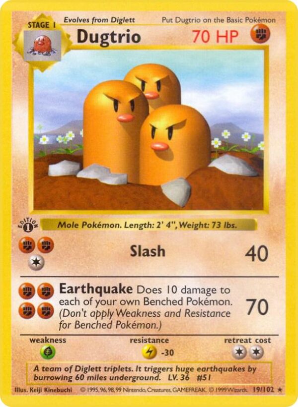 Dugtrio 019/102 Unlimited Base Set (Shadowless)
