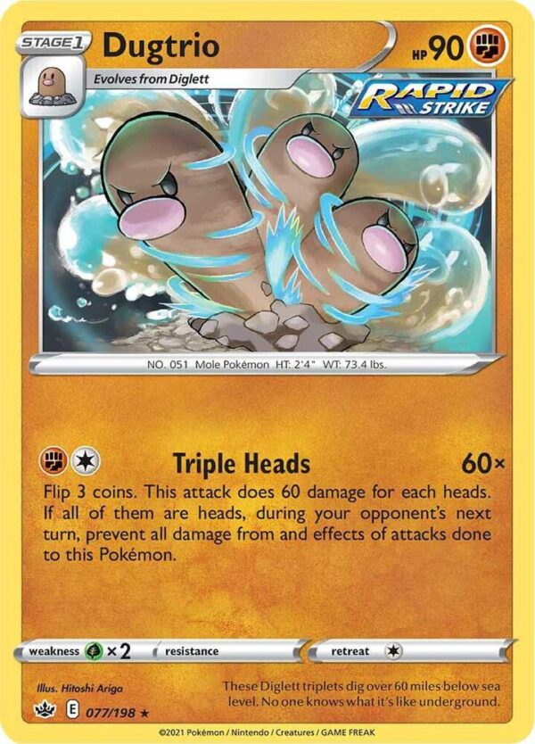 Dugtrio 077/198 Reverse Holofoil SWSH06: Chilling Reign