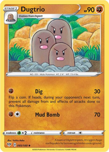 Dugtrio 085/189 Normal SWSH03: Darkness Ablaze Dugtrio 085/189 Normal SWSH03: Darkness Ablaze