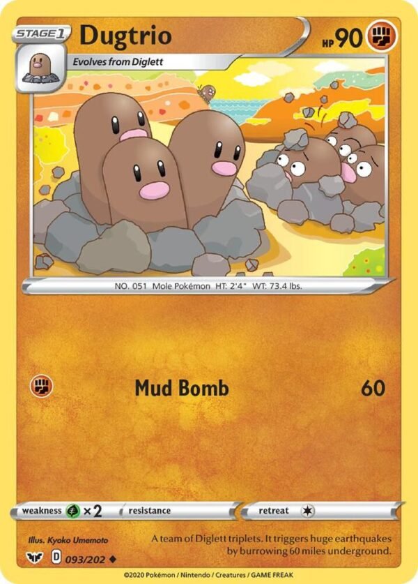 Dugtrio 093/202 Normal SWSH01: Sword & Shield Base Set Dugtrio 093/202 Normal SWSH01: Sword & Shield Base Set