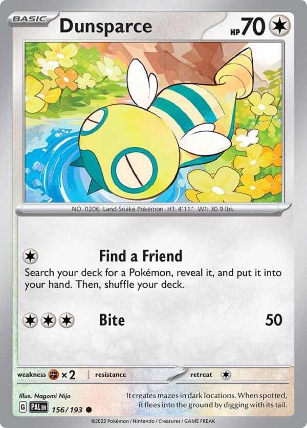 Dunsparce 156/193 Reverse Holofoil SV02: Paldea Evolved Dunsparce 156/193 Reverse Holofoil SV02: Paldea Evolved