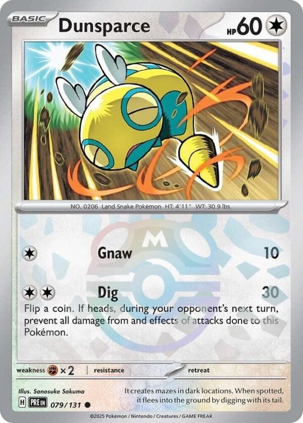 Dunsparce (Master Ball Pattern) 079/131 Holofoil SV: Prismatic Evolutions Dunsparce (Master Ball Pattern) 079/131 Holofoil SV: Prismatic Evolutions