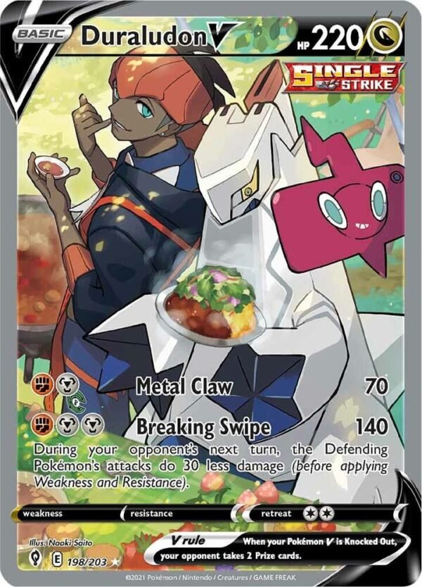 Duraludon V (Alternate Full Art) 198/203 Holofoil SWSH07: Evolving Skies Duraludon V (Alternate Full Art) 198/203 Holofoil SWSH07: Evolving Skies