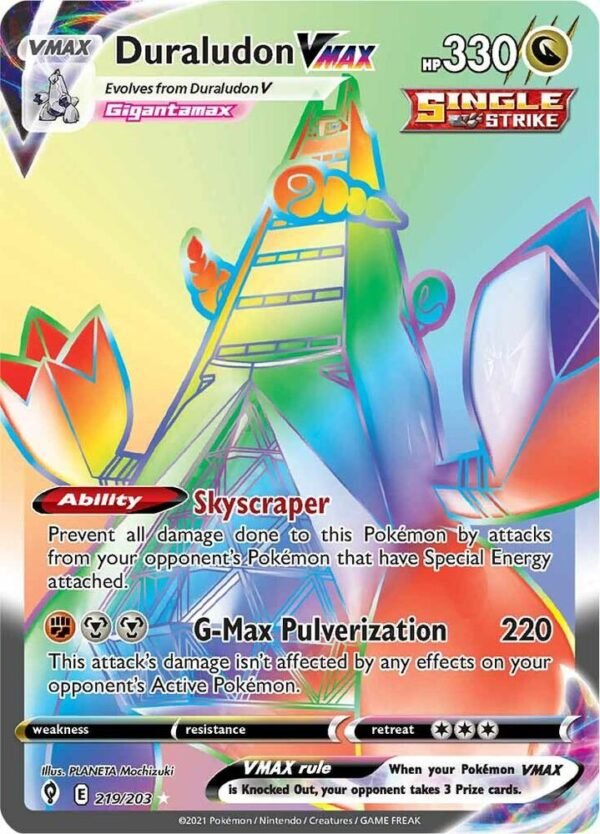 Duraludon VMAX (Secret) 219/203 Holofoil SWSH07: Evolving Skies Duraludon VMAX (Secret) 219/203 Holofoil SWSH07: Evolving Skies