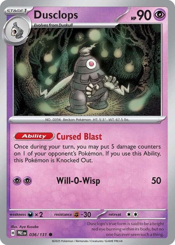 Dusclops 036/131 Normal SV: Prismatic Evolutions Dusclops 036/131 Normal SV: Prismatic Evolutions