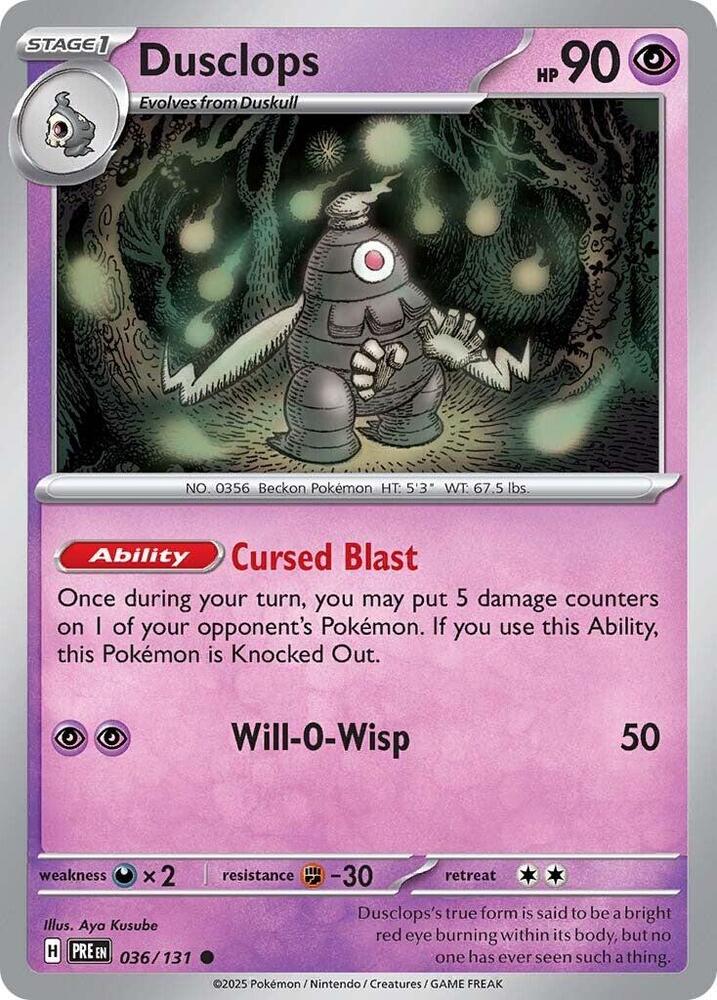 Dusclops | 036/131 | Reverse Holofoil | SV: Prismatic Evolutions Dusclops | 036/131 | Reverse Holofoil | SV: Prismatic Evolutions