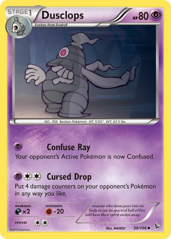 Dusclops 39/106 Reverse Holofoil XY – Flashfire Dusclops 39/106 Reverse Holofoil XY – Flashfire