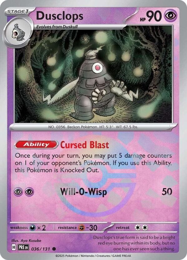Dusclops (Poke Ball Pattern) 036/131 Holofoil SV: Prismatic Evolutions Dusclops (Poke Ball Pattern) 036/131 Holofoil SV: Prismatic Evolutions
