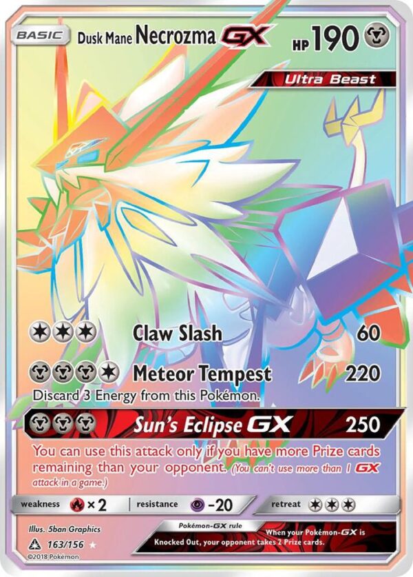 Dusk Mane Necrozma GX (Secret Rare) 163/156 Holofoil SM – Ultra Prism Dusk Mane Necrozma GX (Secret Rare) 163/156 Holofoil SM – Ultra Prism