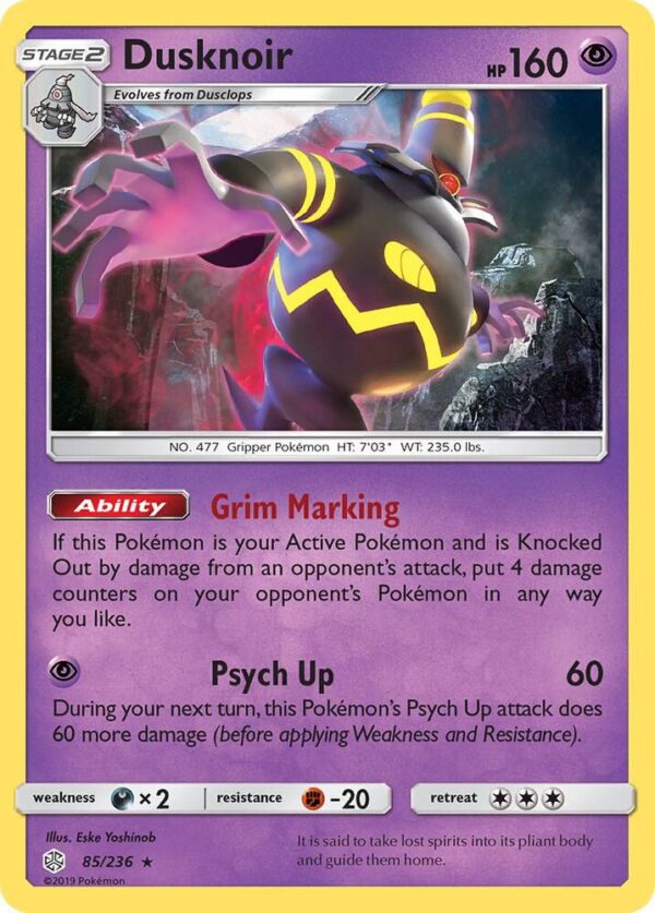 Dusknoir 85/236 Reverse Holofoil SM – Cosmic Eclipse Dusknoir 85/236 Reverse Holofoil SM – Cosmic Eclipse