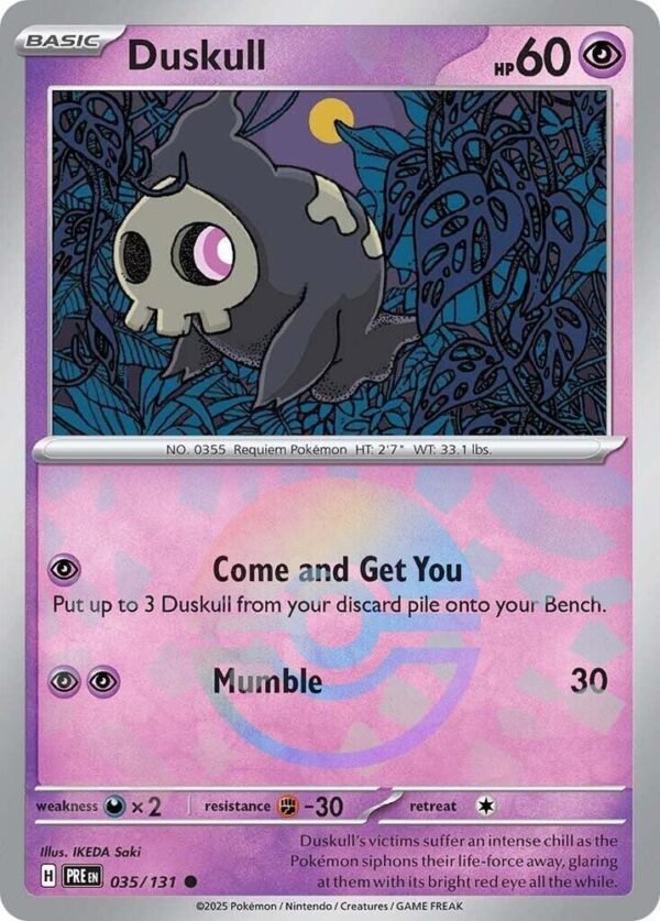 Duskull (Poke Ball Pattern) 035/131 Holofoil SV: Prismatic Evolutions Duskull (Poke Ball Pattern) 035/131 Holofoil SV: Prismatic Evolutions