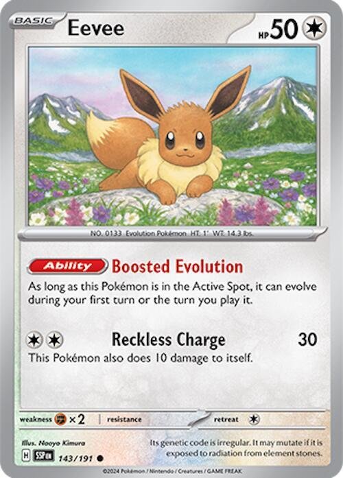 Eevee 143/191 Reverse Holofoil SV08: Surging Sparks Eevee 143/191 Reverse Holofoil SV08: Surging Sparks