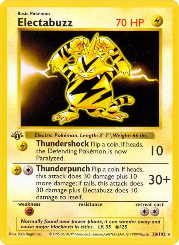 Electabuzz 020/102 1st Edition Base Set (Shadowless)