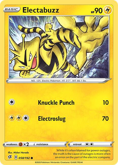 Electabuzz 058/192 Normal SWSH02: Rebel Clash Electabuzz 058/192 Normal SWSH02: Rebel Clash