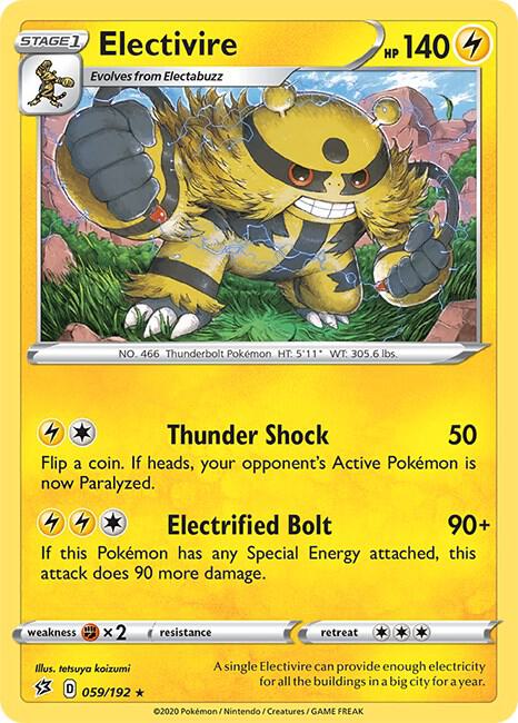 Electivire 059/192 Reverse Holofoil SWSH02: Rebel Clash Electivire 059/192 Reverse Holofoil SWSH02: Rebel Clash